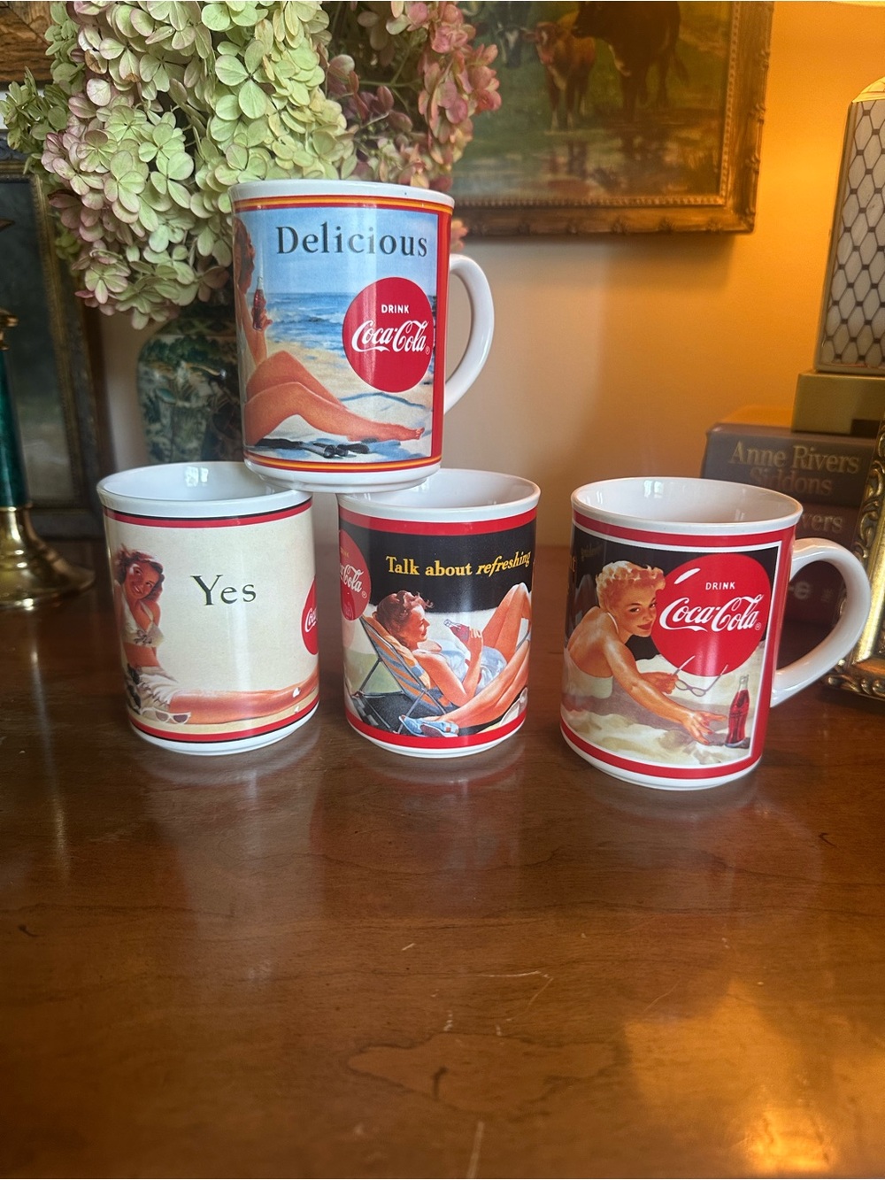 Vtg 1987 Coca-Cola “Through the Years” Ceramic Coffee Mugs